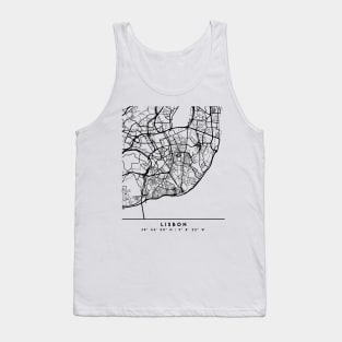 LISBON PORTUGAL BLACK CITY STREET MAP ART Tank Top